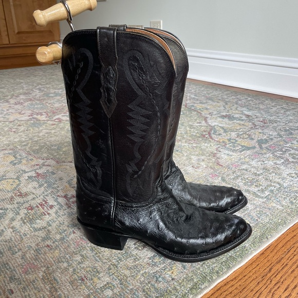Lucchese black leather and ostrich.